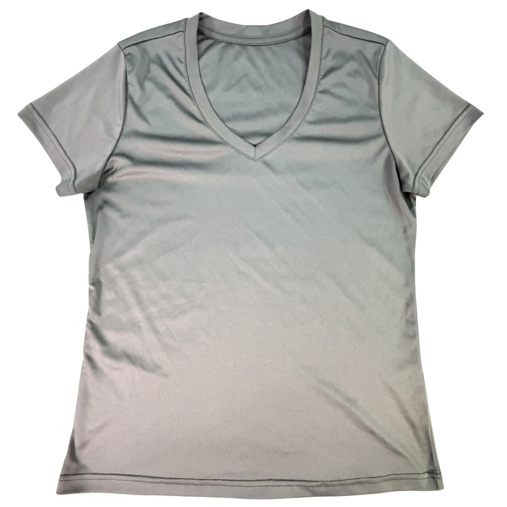 Womens‎ Gray V Neck Short Sleeve Athletic Performance T Shirt Size M